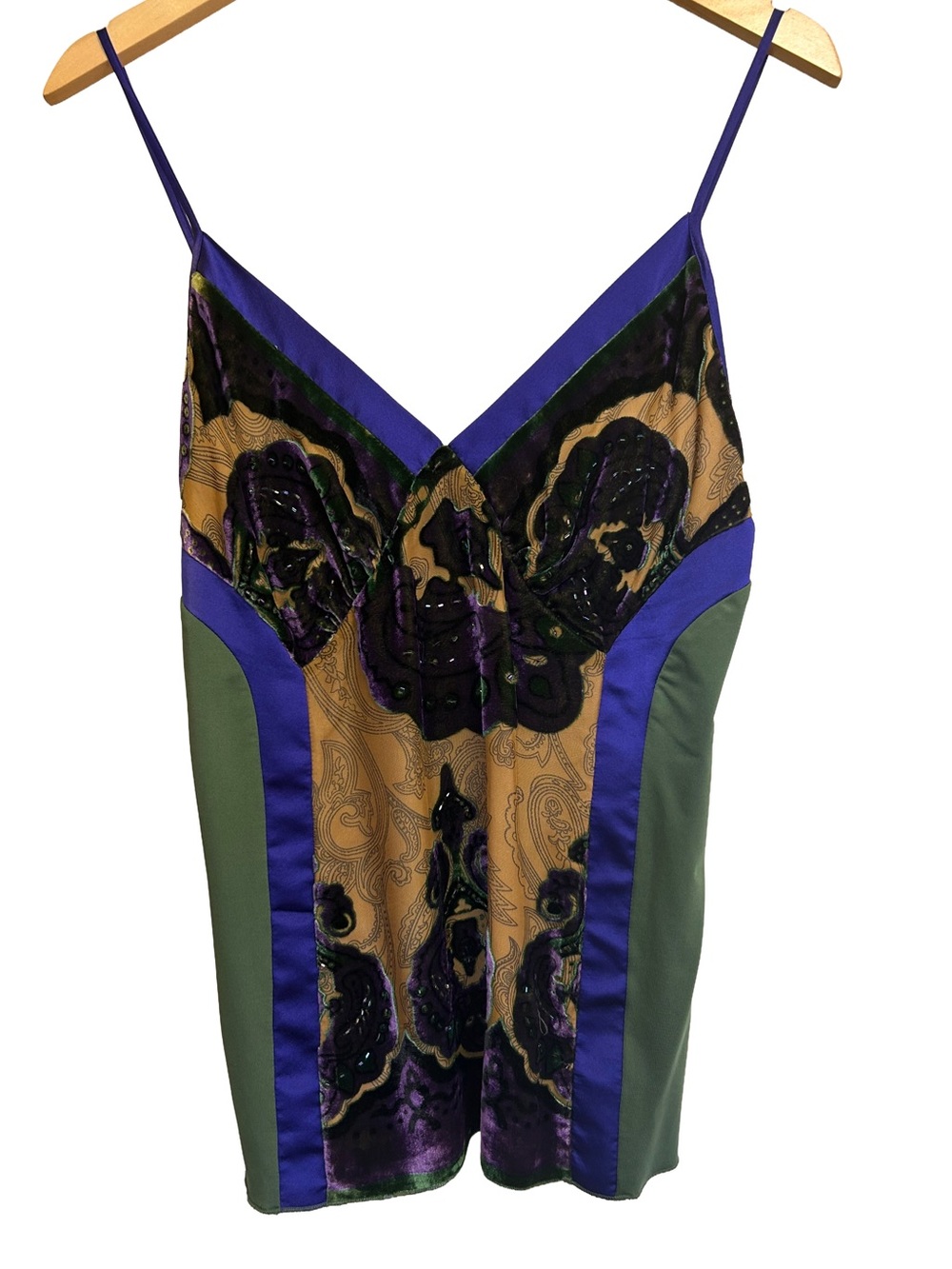 Vintage Hale Bob Silk Burnout Velvet Beaded Cami - Like New